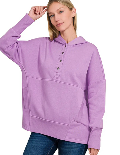 Half Snap Hooded Sweatshirt (Lavender)