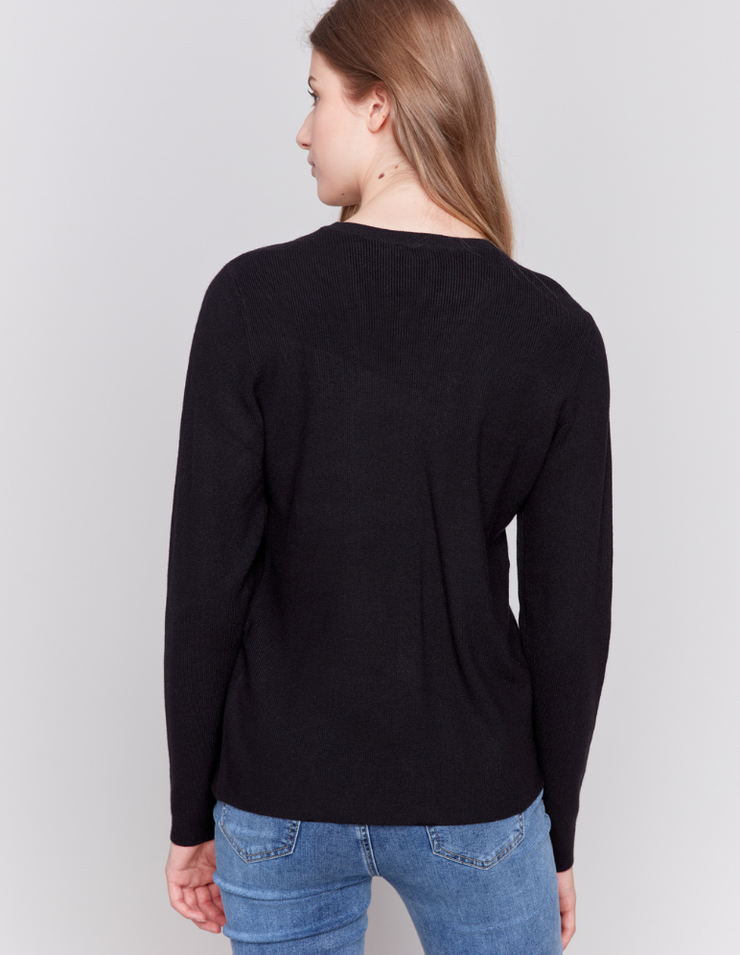 V Neck Sweater #C2569R-464A - Charlie B