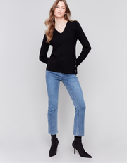 V Neck Sweater #C2569R-464A - Charlie B