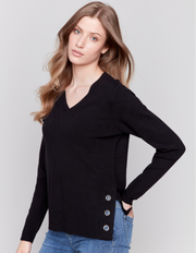 V Neck Sweater #C2569R-464A - Charlie B