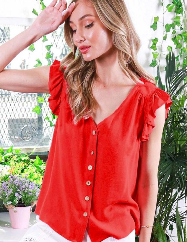 Ruffle Slv Top #VT81688 - Vine & Love